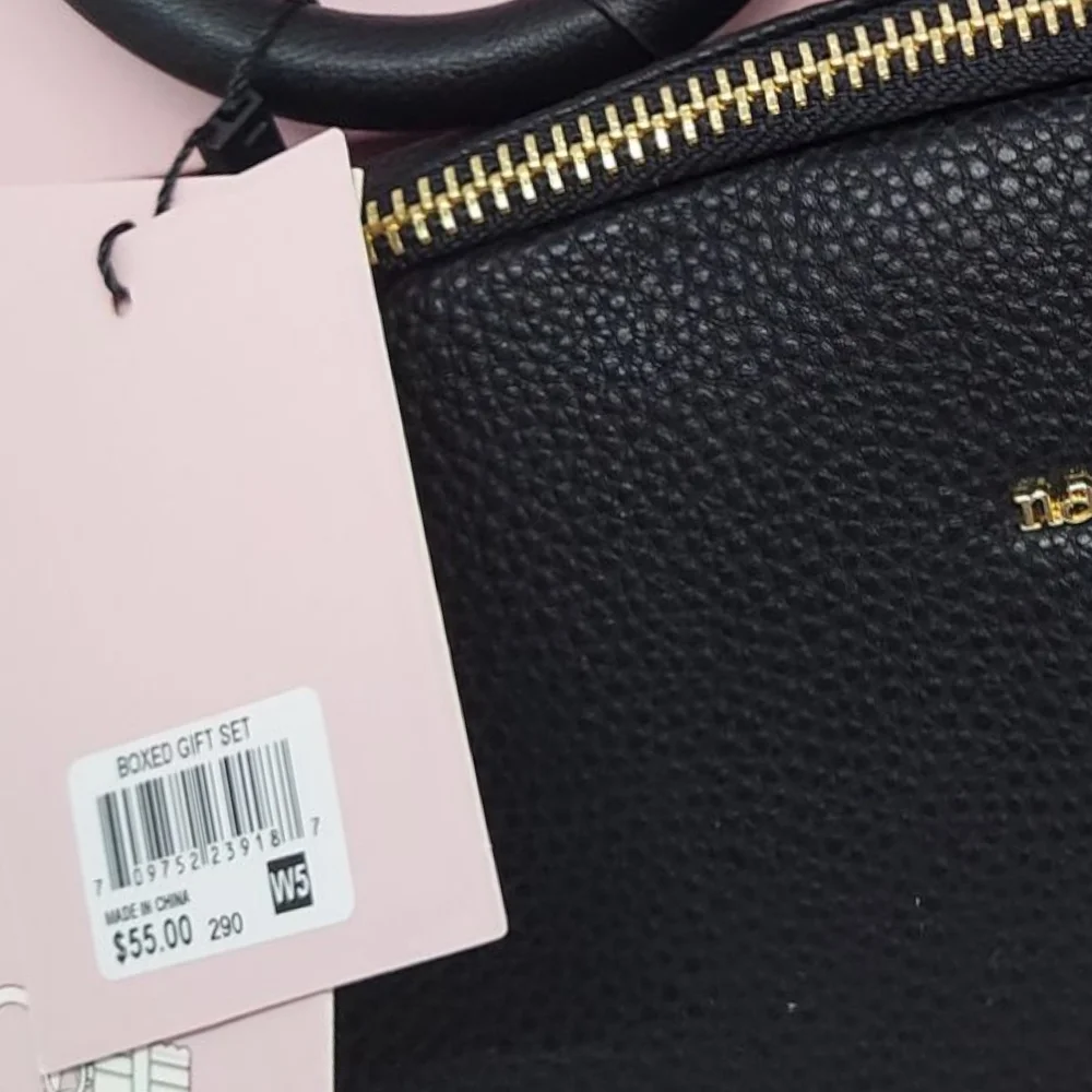 Nanette Lepore Black Belt Bag & Bracelet Card Case With Keyring Set NWT